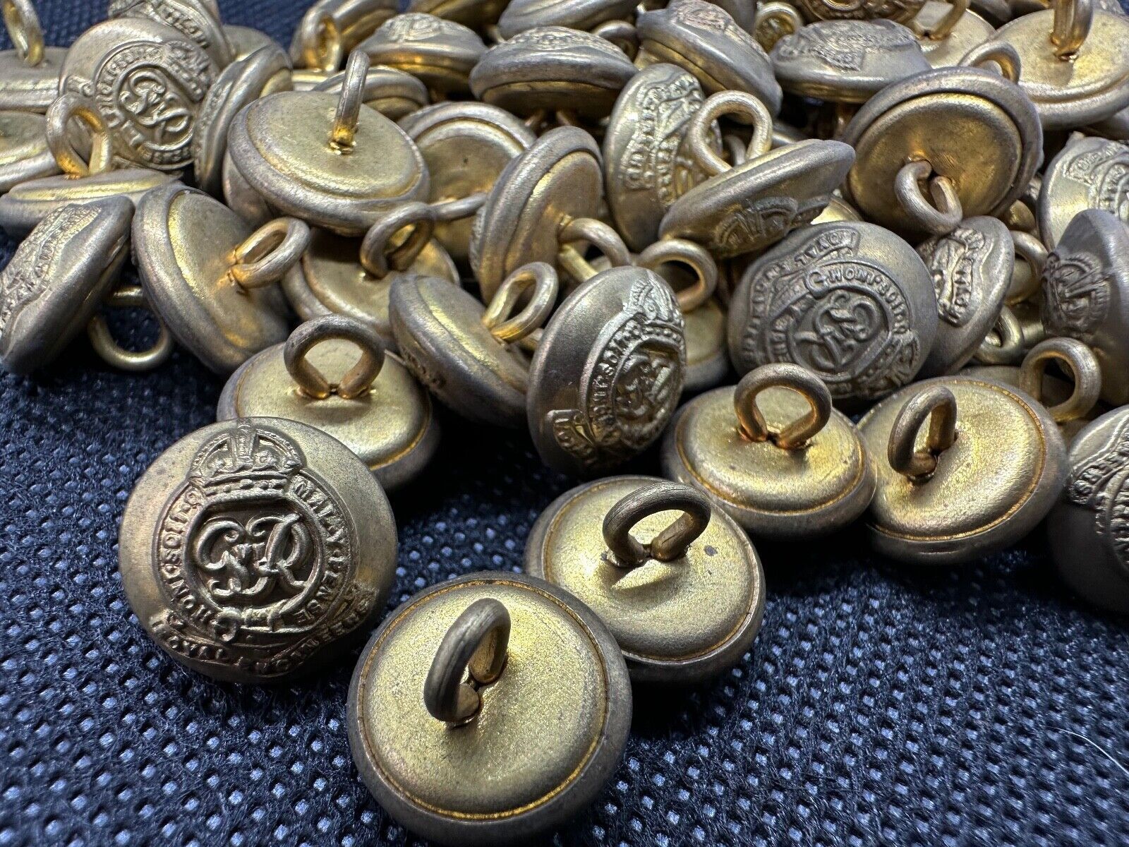 Pair of Original British Army WW2 Royal Engineers Brass Officers Cap Buttons - The Militaria Shop