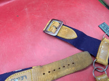 Load image into Gallery viewer, WW2 British Army Hussars Blue Canvas and Leather Belt with Fittings. 30 inch. - The Militaria Shop
