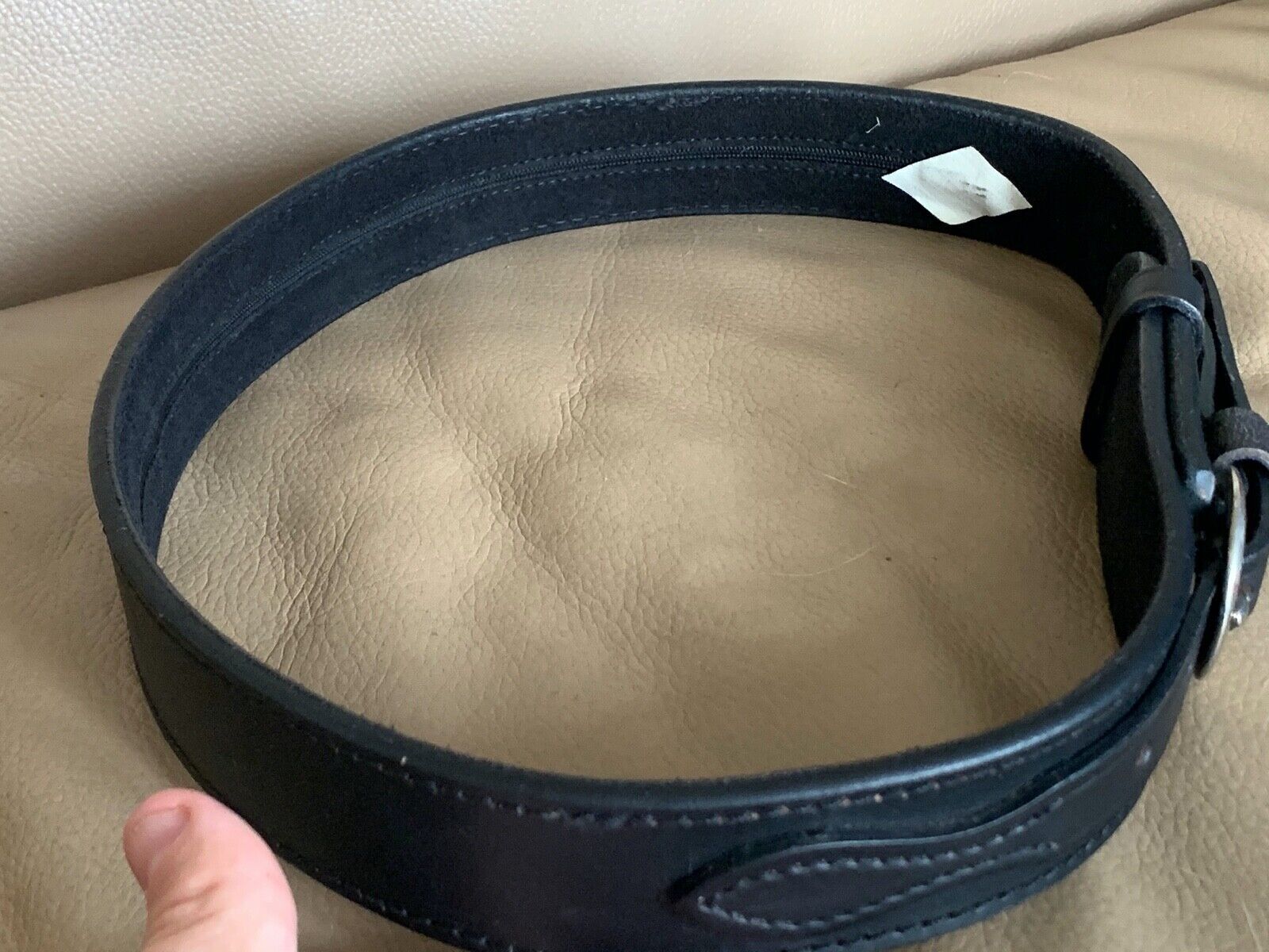 TWBC Black Leather Pistol Police Belt - Varied Sizes - Hidden Coin Compartment - The Militaria Shop