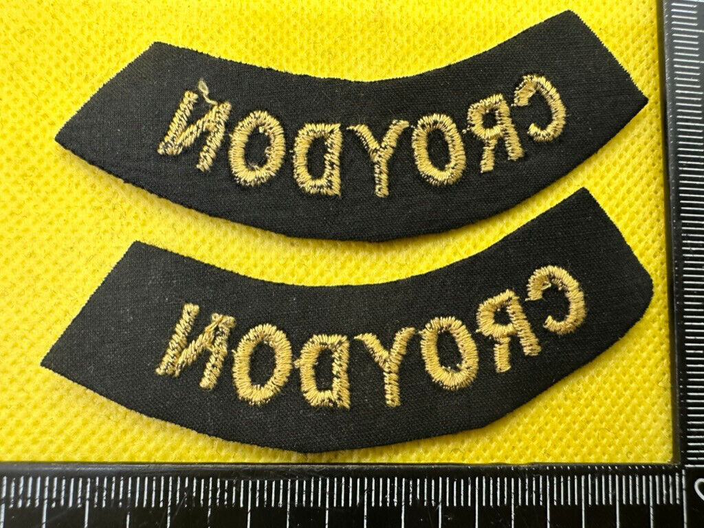 Original WW2 British Home Front Civil Defence Croydon Shoulder Titles - The Militaria Shop