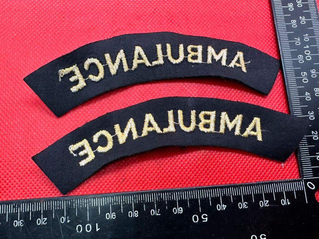 Original WW2 British Home Front Civil Defence Ambulance Shoulder Title Pair - The Militaria Shop