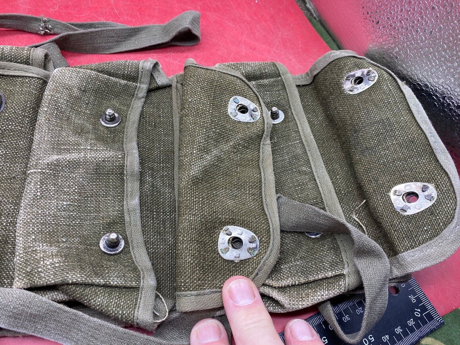 Original French Army Green 3 Pocket Grenade Carrier Webbing Pouch - The Militaria Shop
