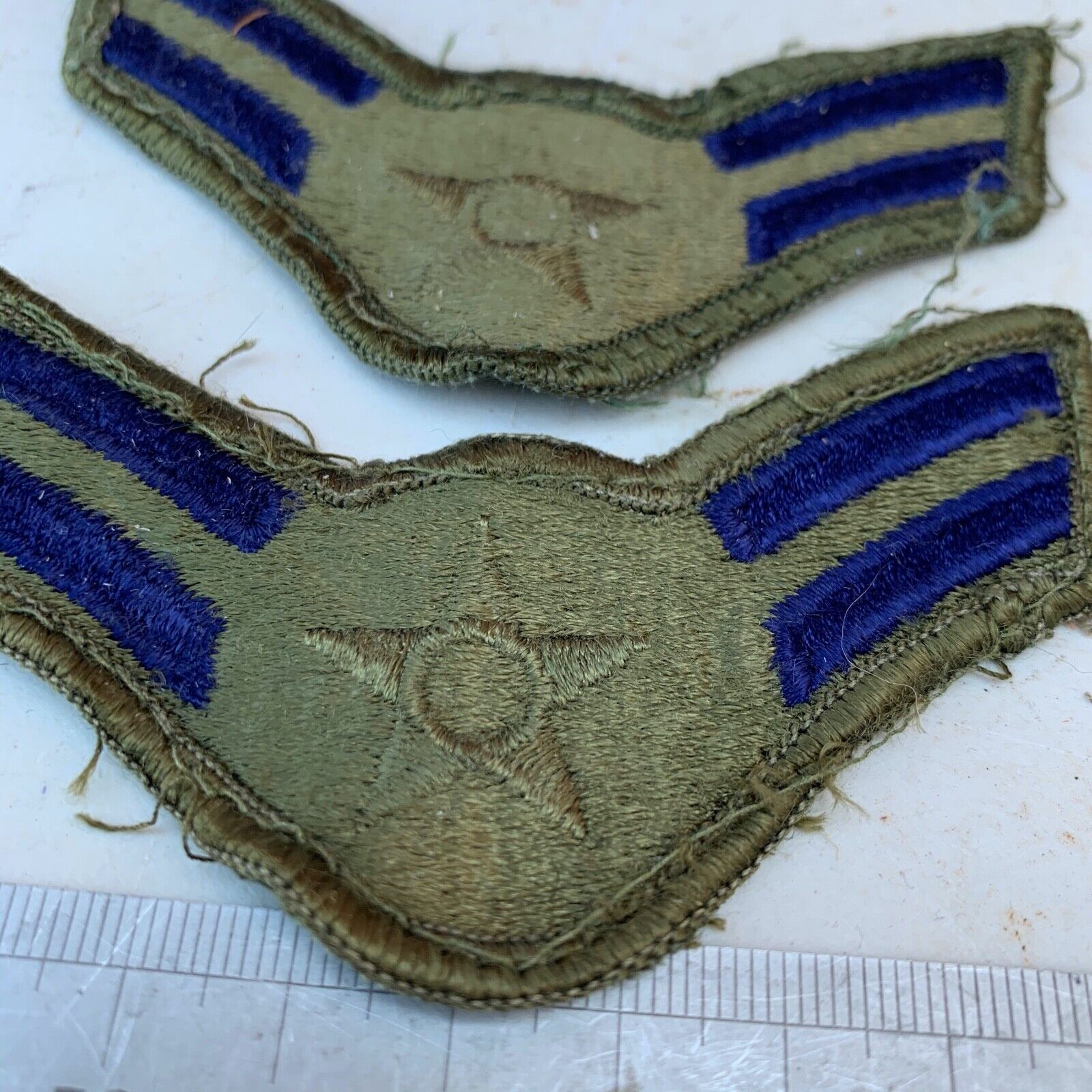Pair of United States Air Force Rank Chevrons Olive Green -- Airmen First Class - The Militaria Shop
