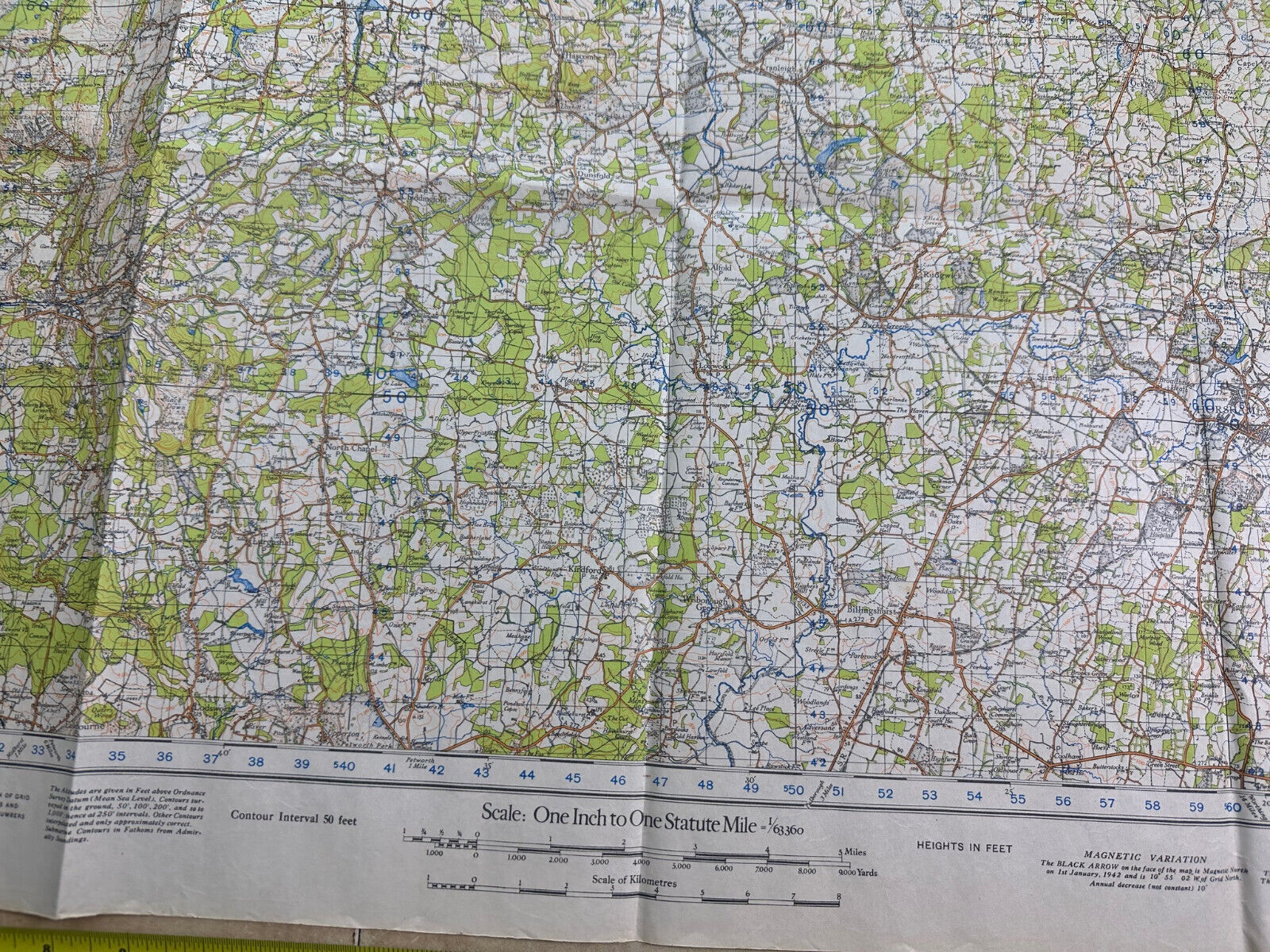 Original WW2 British Army OS Map of England - War Office - Guildford & Horsh - The Militaria Shop