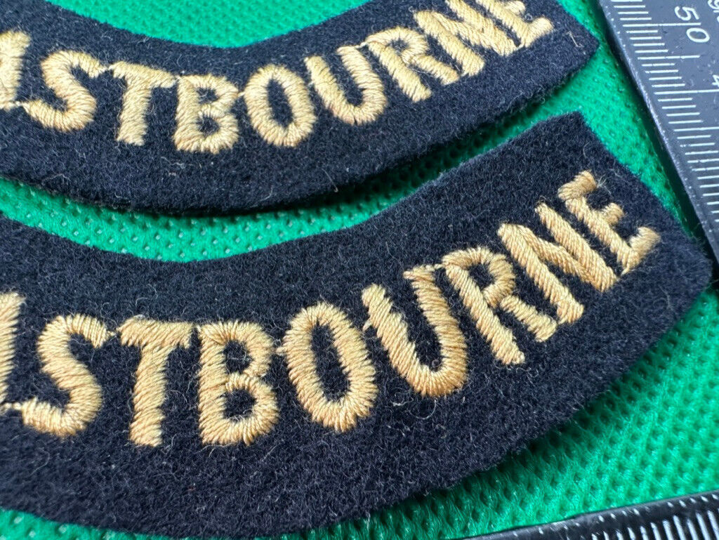 Original WW2 British Home Front Civil Defence Eastbourne Shoulder Titles - The Militaria Shop