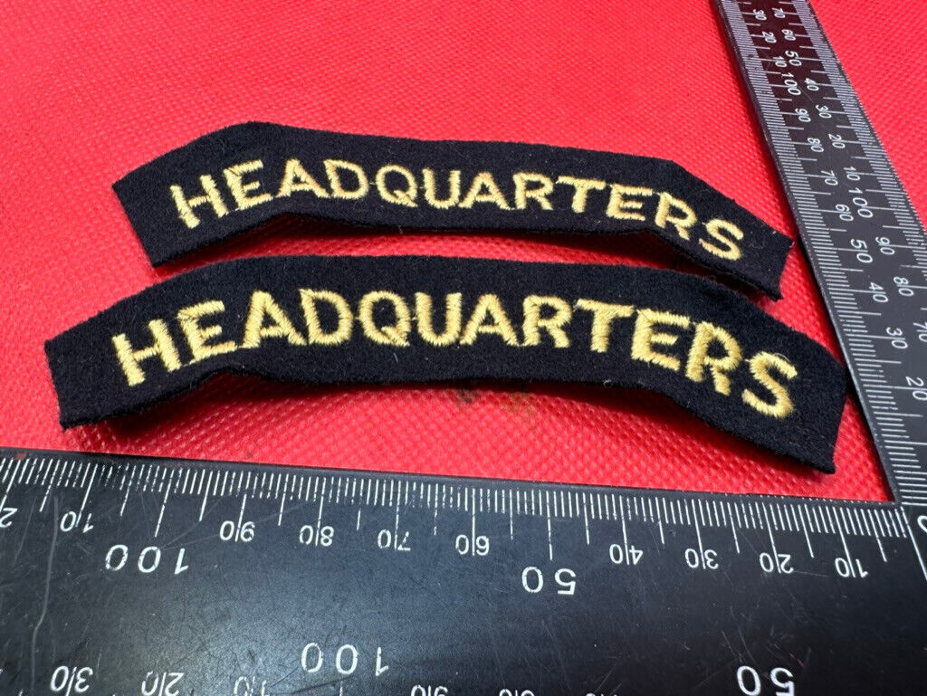 Original WW2 British Home Front Civil Defence Hedquarters Shoulder Title Pair - The Militaria Shop