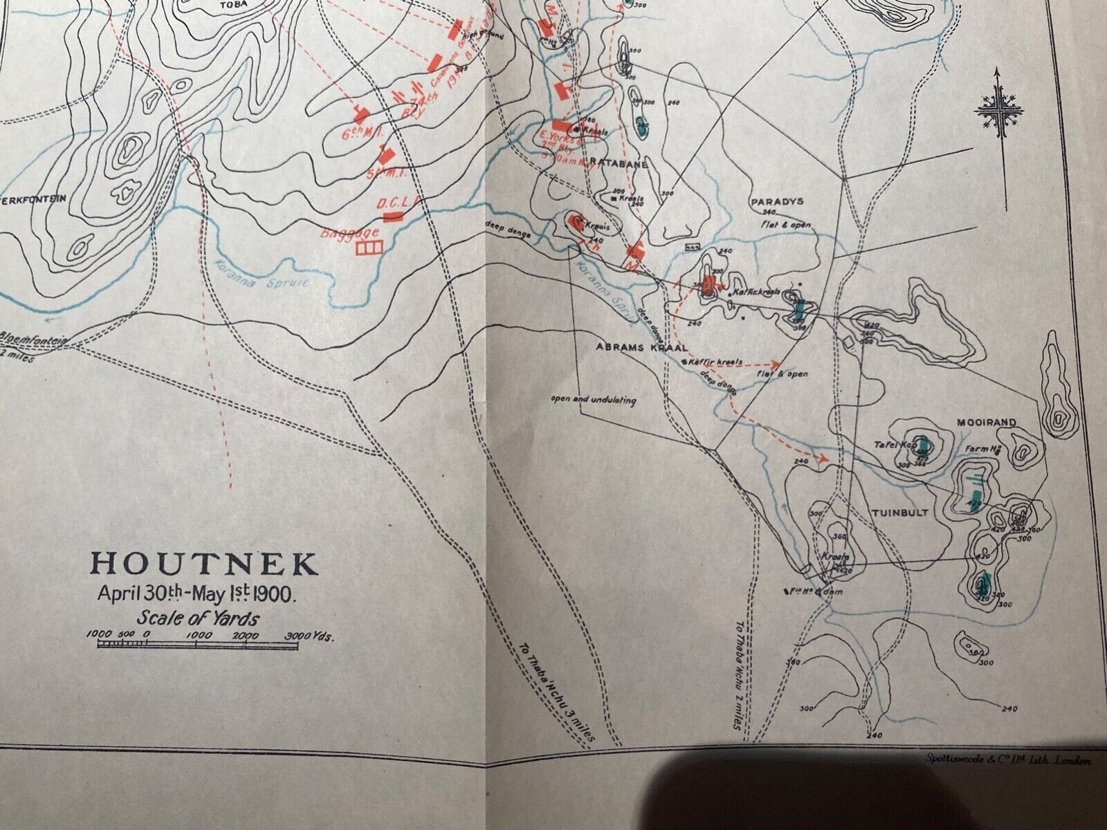 Original Boer War / British Army / Planning Map. The Battle of HOUTNEK 1900. - The Militaria Shop