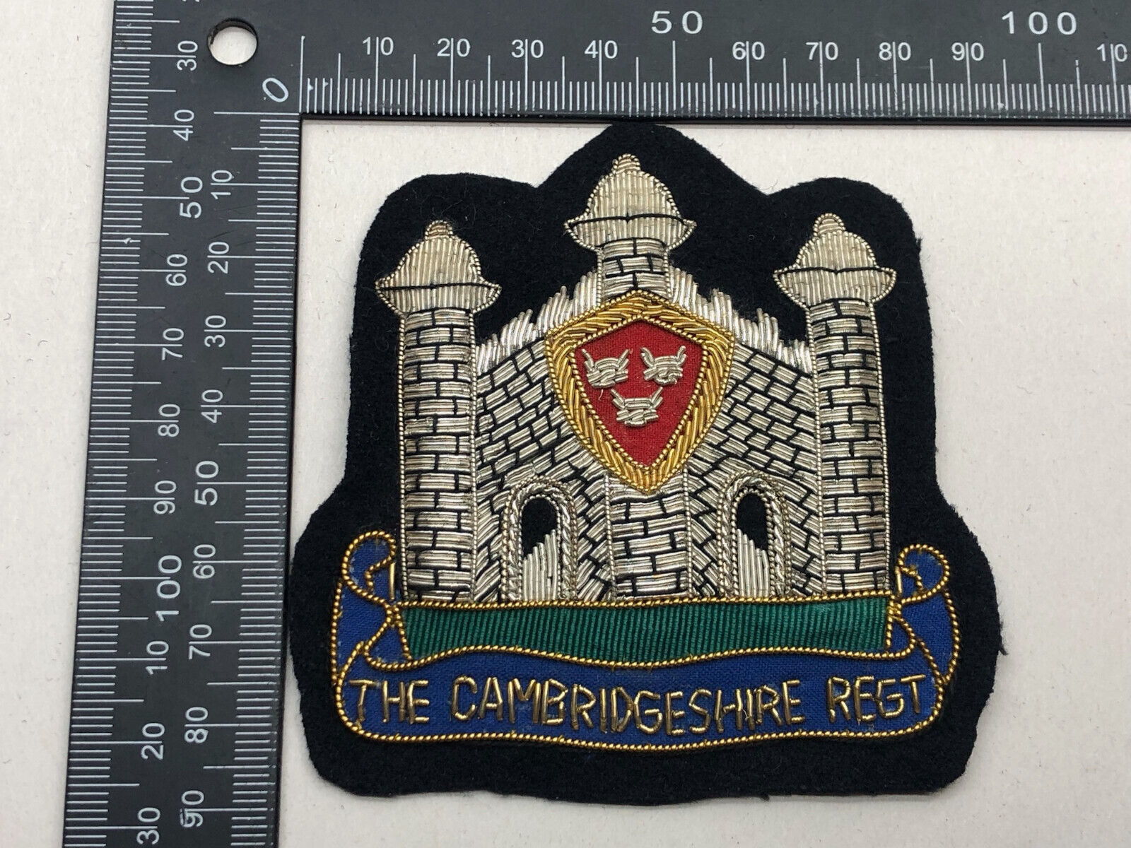 British Army Bullion Embroidered Blazer Badge - The Cambridgeshire Regiment - The Militaria Shop