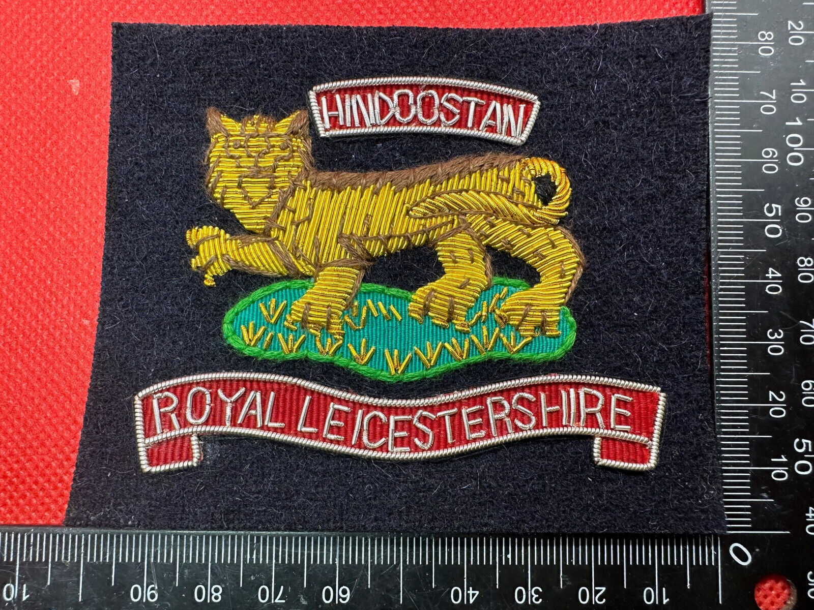 British Army Bullion Embroidered Blazer Badge - Royal Leicestershire Hindoostan - The Militaria Shop