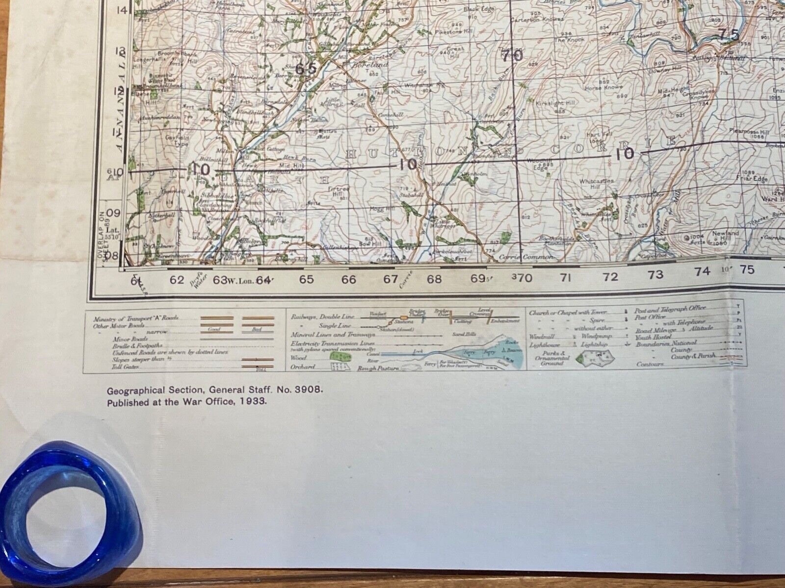 Large WW2 British Army - 1933 dated General Staff map of HARWICK & ESKDALE. - The Militaria Shop