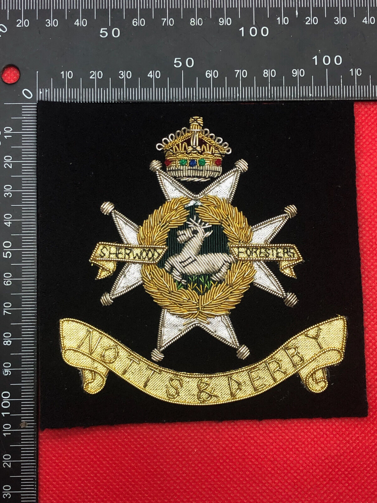 British Army Bullion Embroidered Blazer Badge - Notts & Derby Regiment - The Militaria Shop