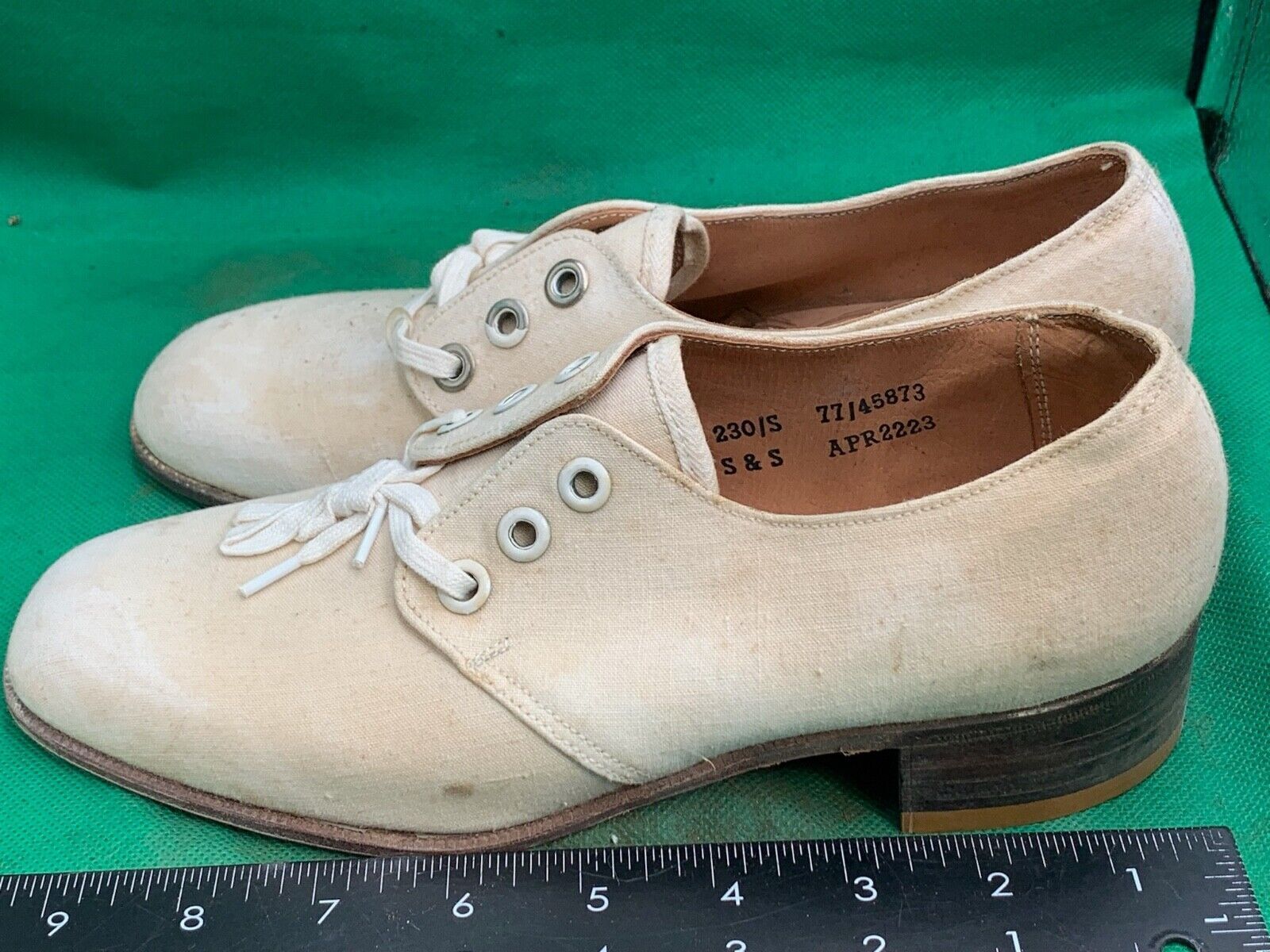 Original WW2 British Army Women's White Summer Shoes - ATS WAAF - Size 230s - The Militaria Shop
