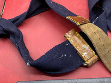 Load image into Gallery viewer, WW2 British Army Hussars Blue Canvas and Leather Belt with Fittings - The Militaria Shop
