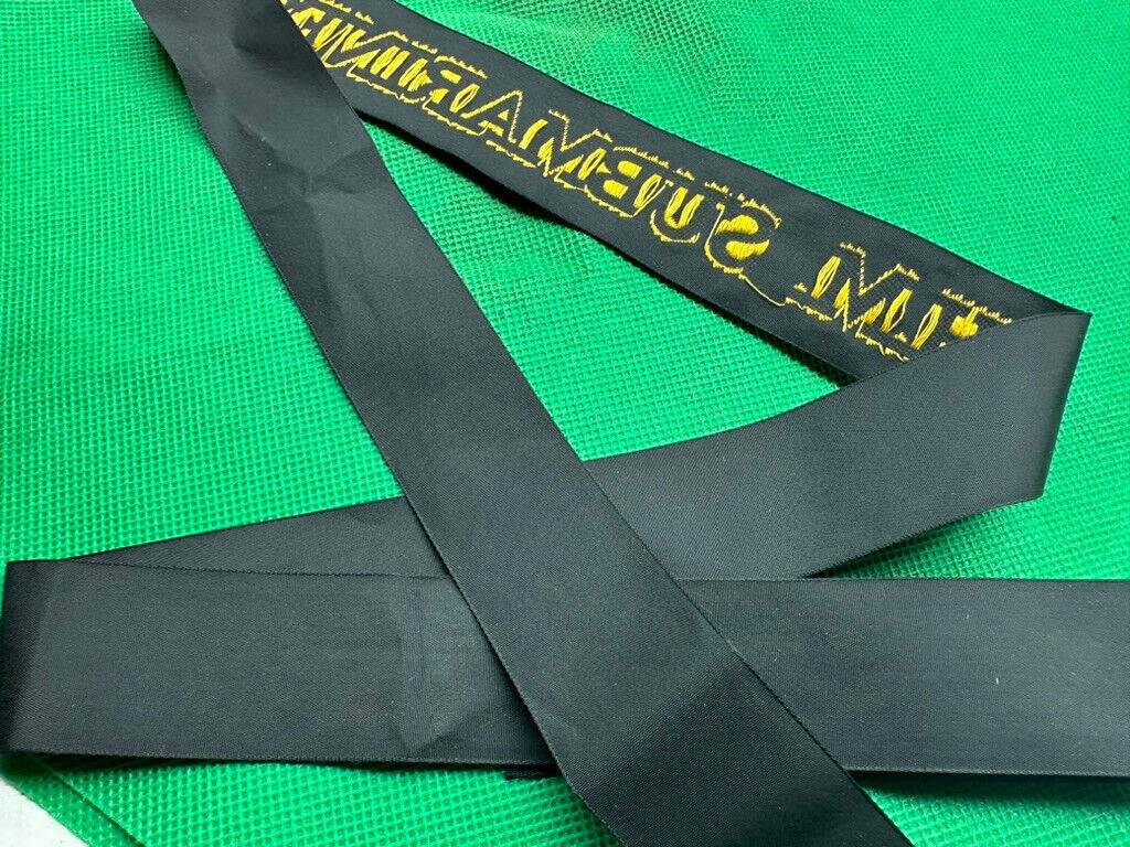 Genuine British Royal Navy H.M Submarine Cap Tally - Full Length - Mint Unissued - The Militaria Shop