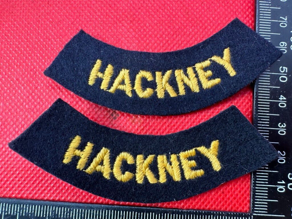 Original WW2 British Home Front Civil Defence Hackney Shoulder Titles - The Militaria Shop