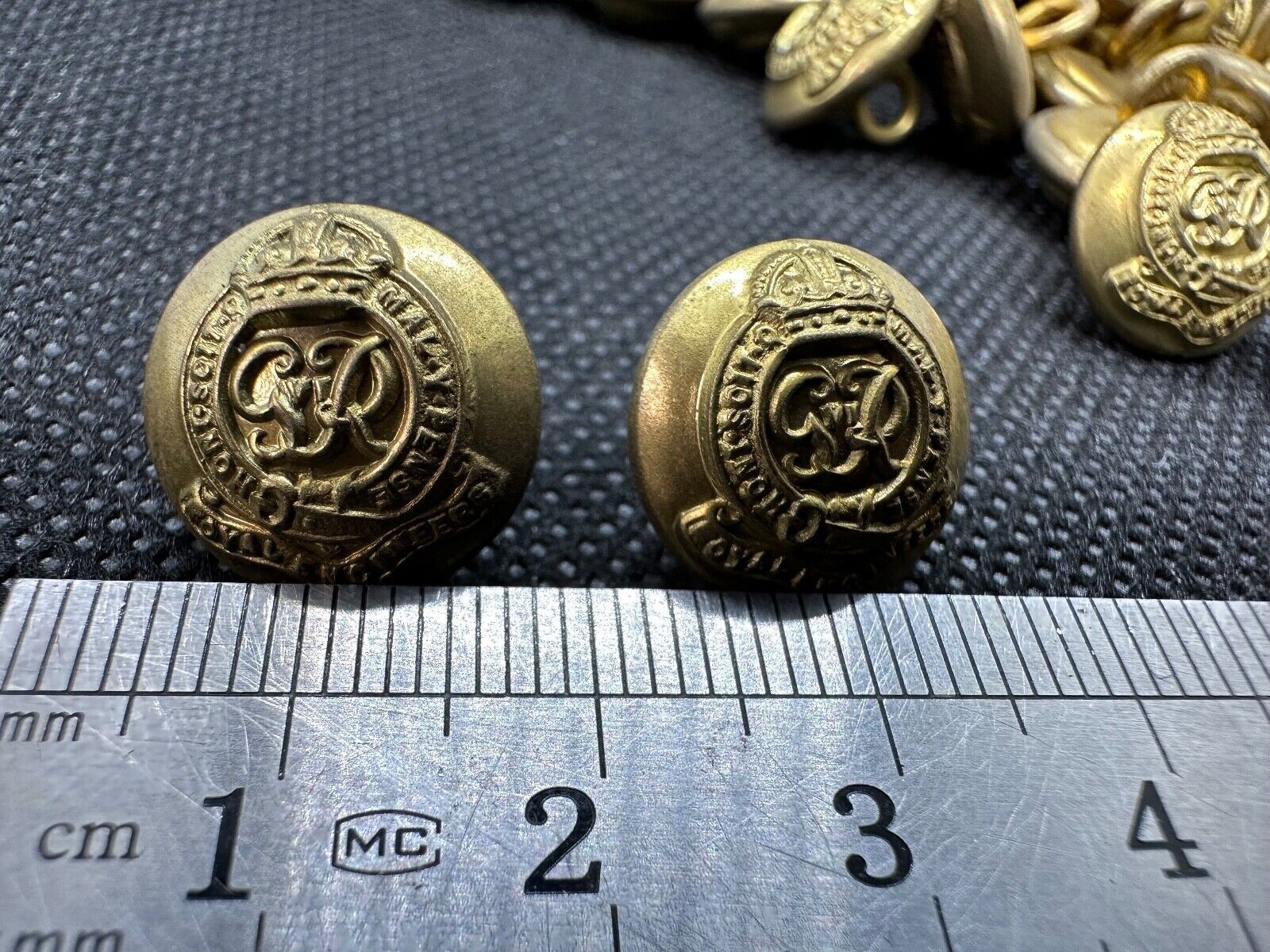 Pair of Original British Army WW2 Royal Engineers Brass Officers Cap Buttons - The Militaria Shop