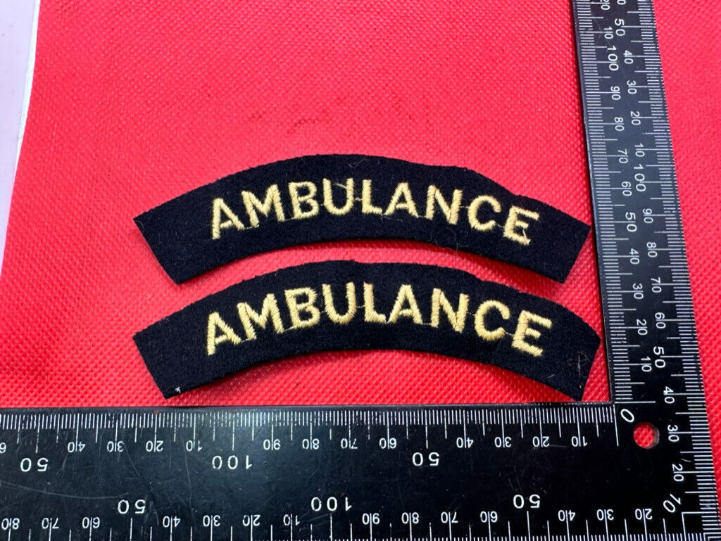 Original WW2 British Home Front Civil Defence Ambulance Shoulder Title Pair - The Militaria Shop