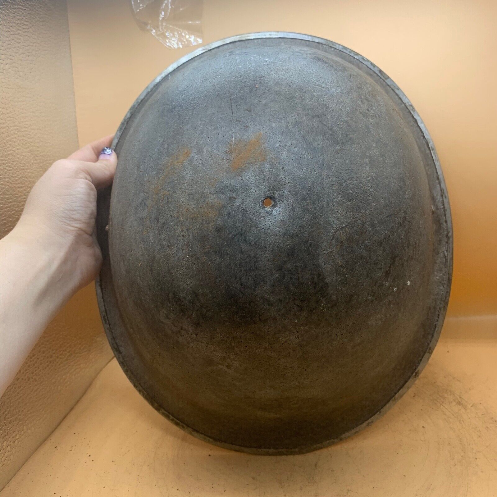Original WW2 British / Canadian Army Mk3 High Rivet Turtle Army Combat Helmet - The Militaria Shop