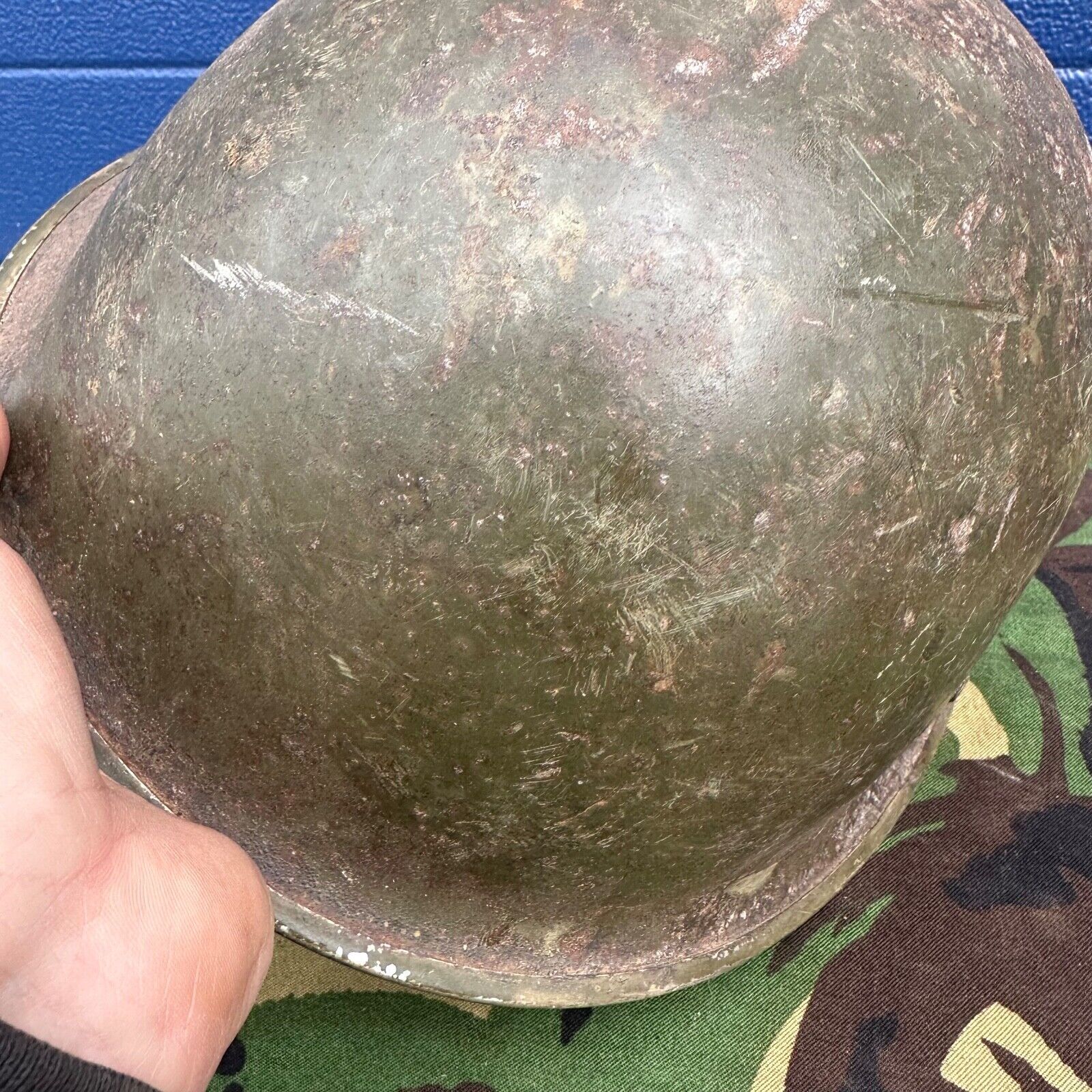 WW2 Canadian Army Mk3 Turtle Helmet - Original Helmet Shell - High Rivet - The Militaria Shop