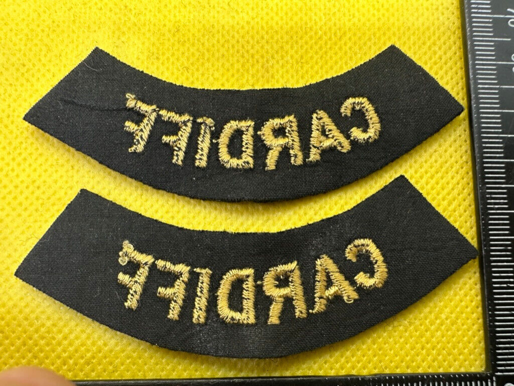 Original WW2 British Home Front Civil Defence Cardiff Shoulder Titles - The Militaria Shop