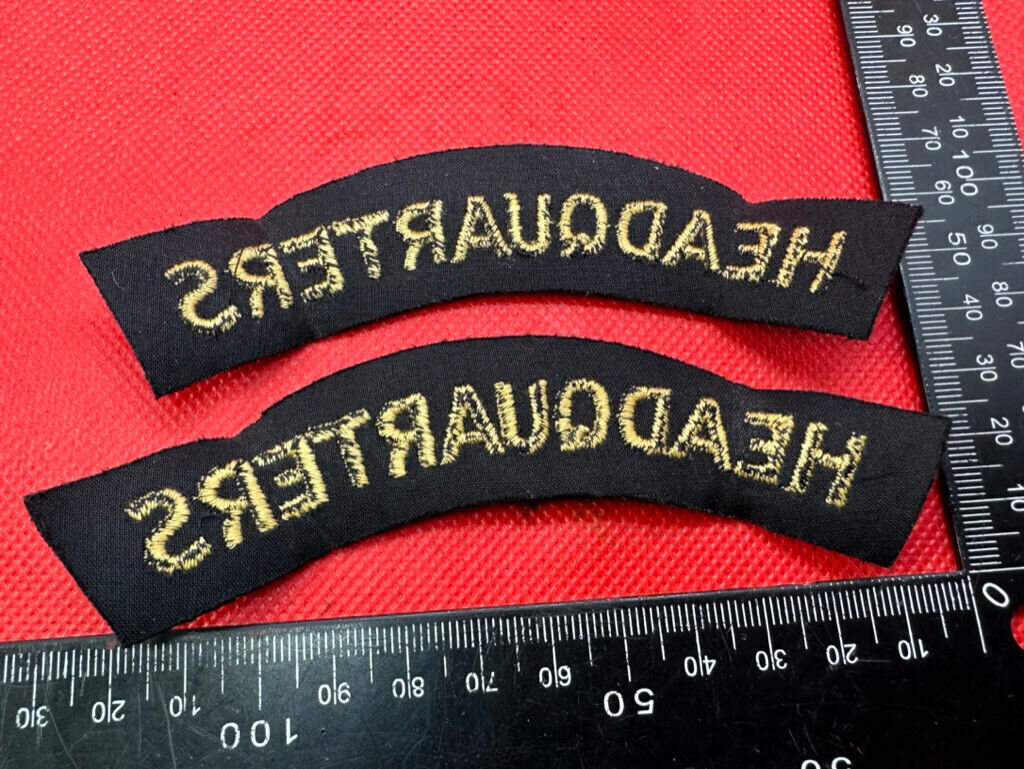 Original WW2 British Home Front Civil Defence Hedquarters Shoulder Title Pair - The Militaria Shop