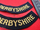 Original WW2 British Home Front Civil Defence Derbyshire Shoulder Title Pair - The Militaria Shop