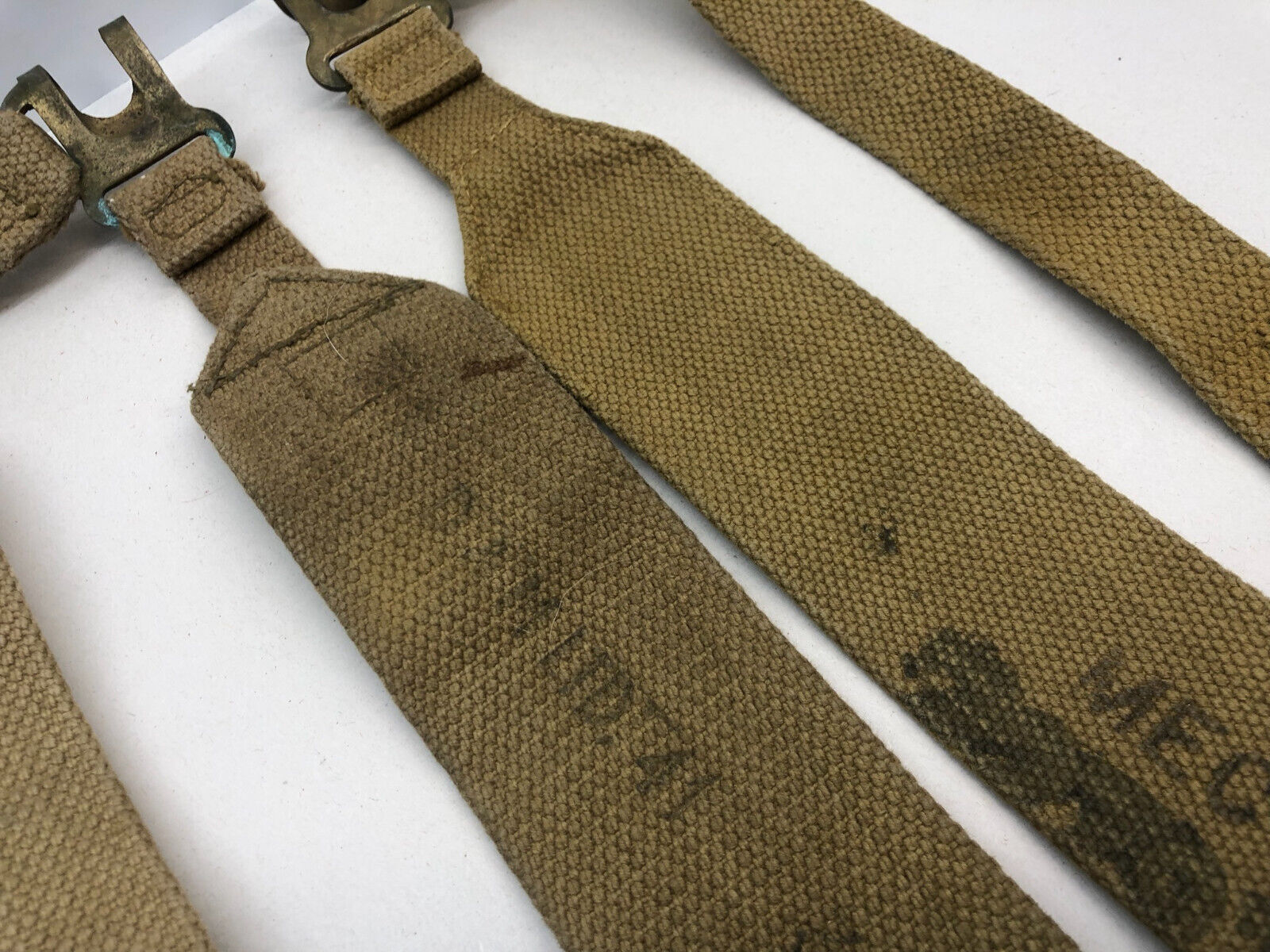 Original WW2 British Army 37 Pattern L Straps Pair - Wartime Dated - The Militaria Shop
