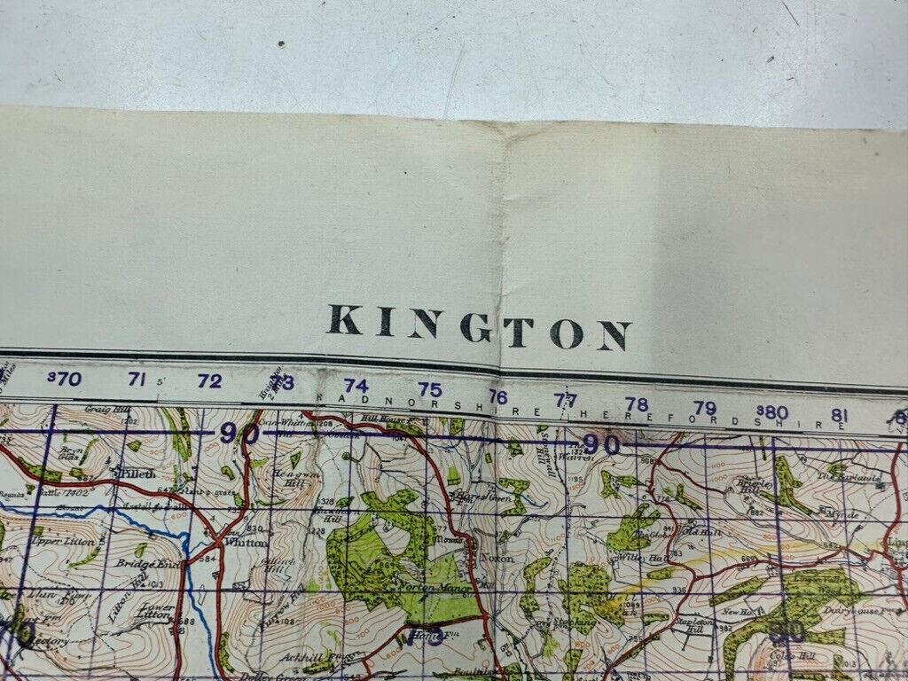 Original WW2 British Army OS Map of England - War Office - Kington - The Militaria Shop