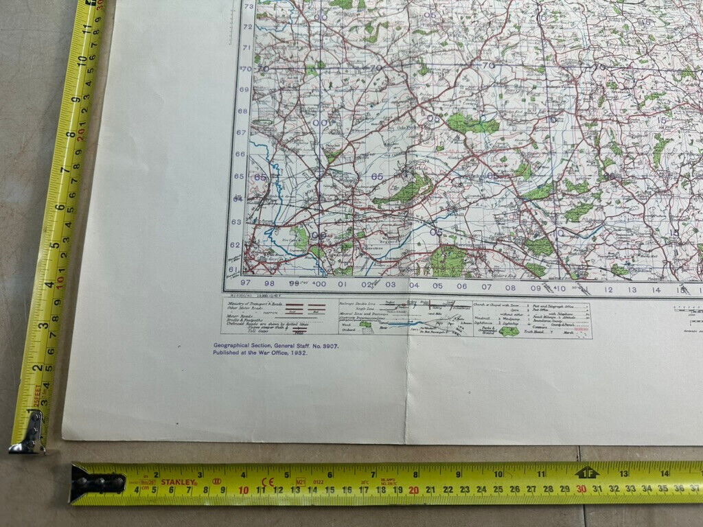Original WW2 British Army OS Map of England - War Office - Worcester - The Militaria Shop