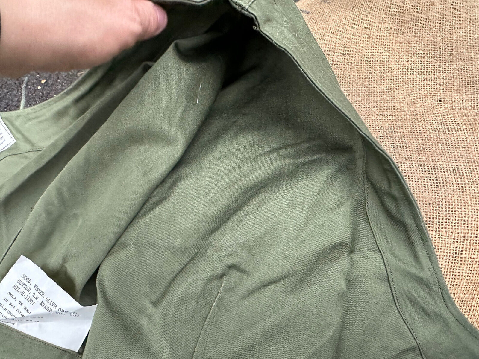 Original US Army M-1951 Field Jacket Smock Hood - WW2 44 Pattern - New Old Stock - The Militaria Shop