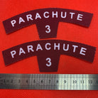 Pair of WW2 Style Printed Parachute Regiment No.3 Shoulder Titles - Reproduction - The Militaria Shop