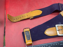 Load image into Gallery viewer, WW2 British Army Hussars Blue Canvas and Leather Belt with Fittings - The Militaria Shop
