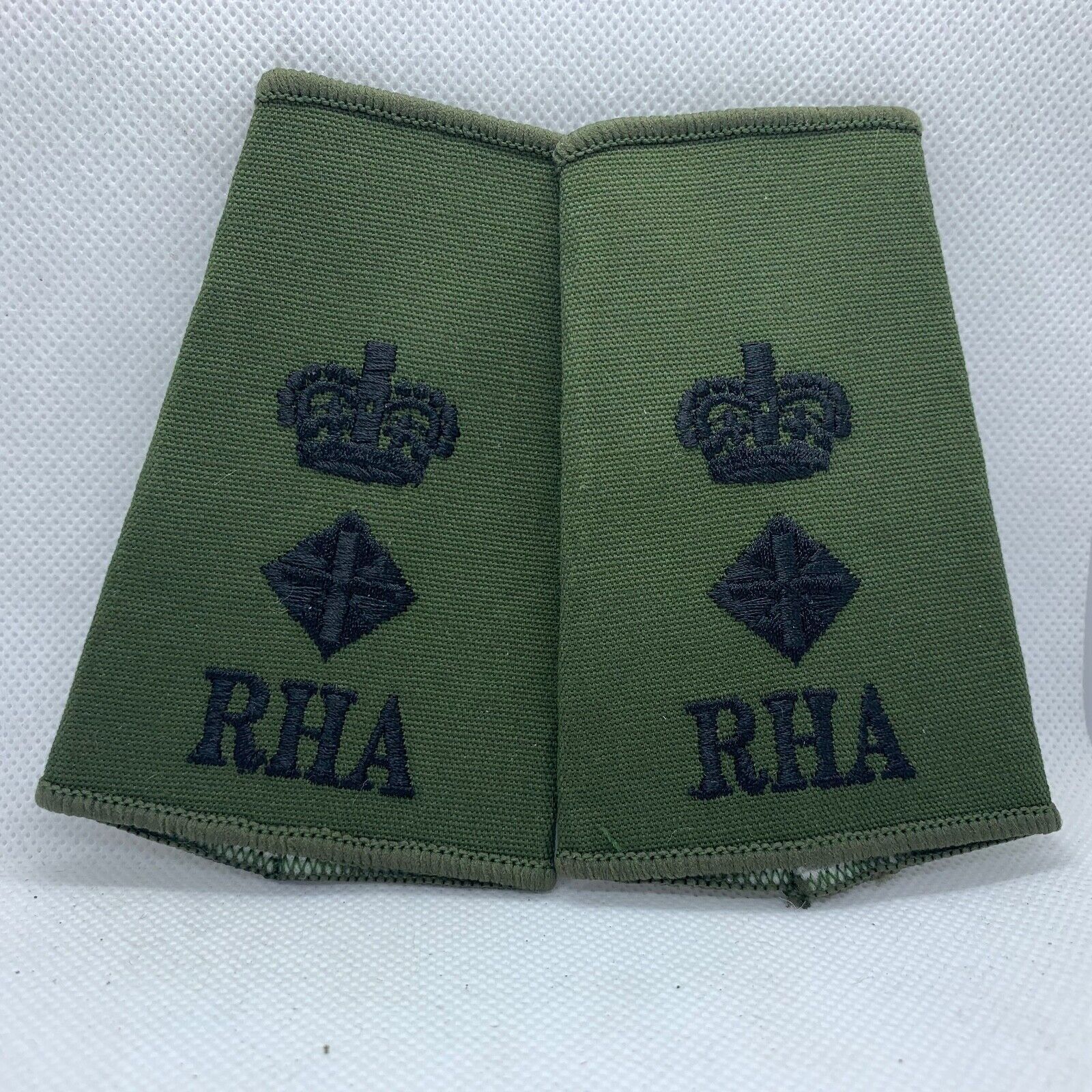 RHA Royal Horse OD Green Rank Slides / Epaulette Pair Genuine British Army - NEW - The Militaria Shop