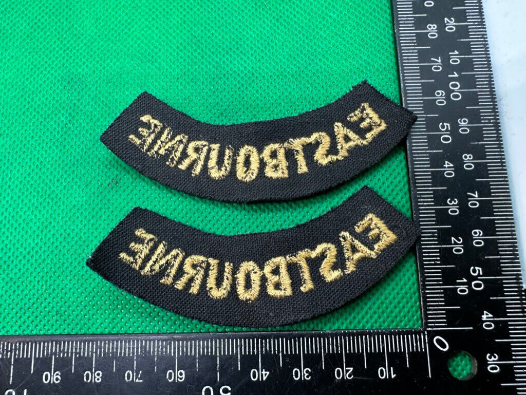Original WW2 British Home Front Civil Defence Eastbourne Shoulder Titles - The Militaria Shop