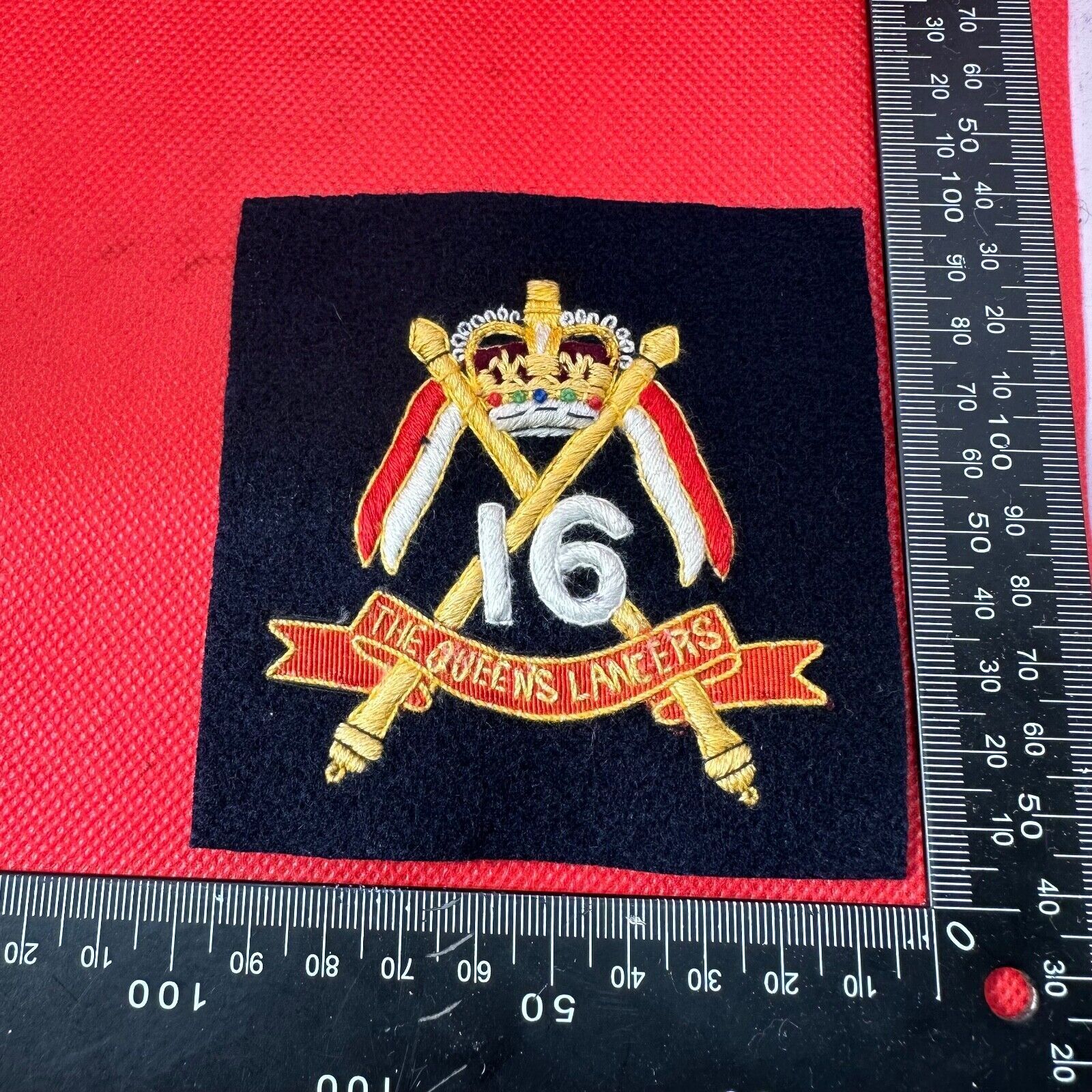 British Army 16th The Queen's Lancers Regiment Embroidered Blazer Badge - The Militaria Shop