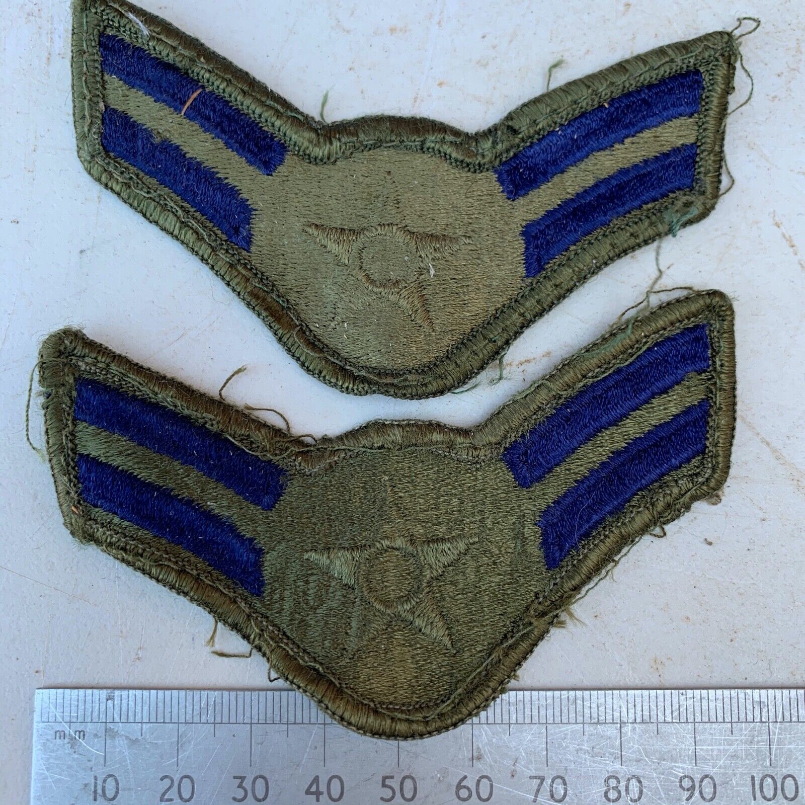 Pair of United States Air Force Rank Chevrons Olive Green -- Airmen First Class - The Militaria Shop