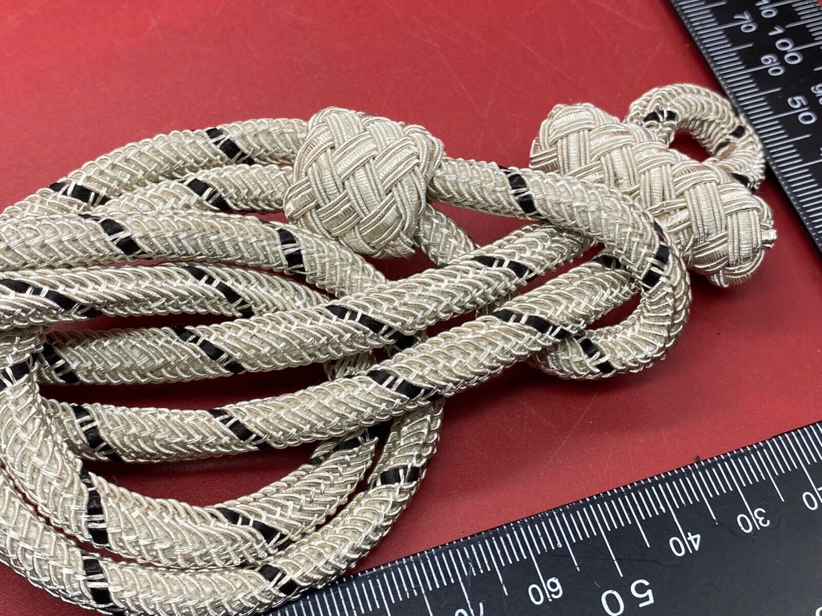German Army Officer's Black and Silver Braid Lanyard / Aguillette. - The Militaria Shop