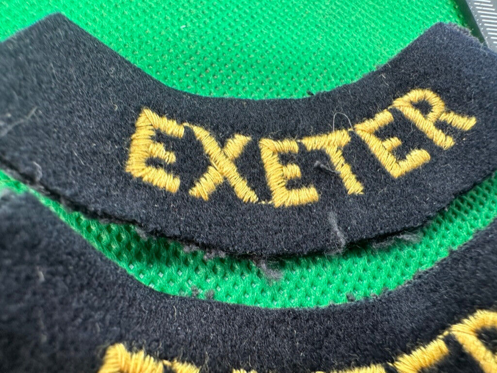 Original WW2 British Home Front Civil Defence Exeter Shoulder Titles - The Militaria Shop