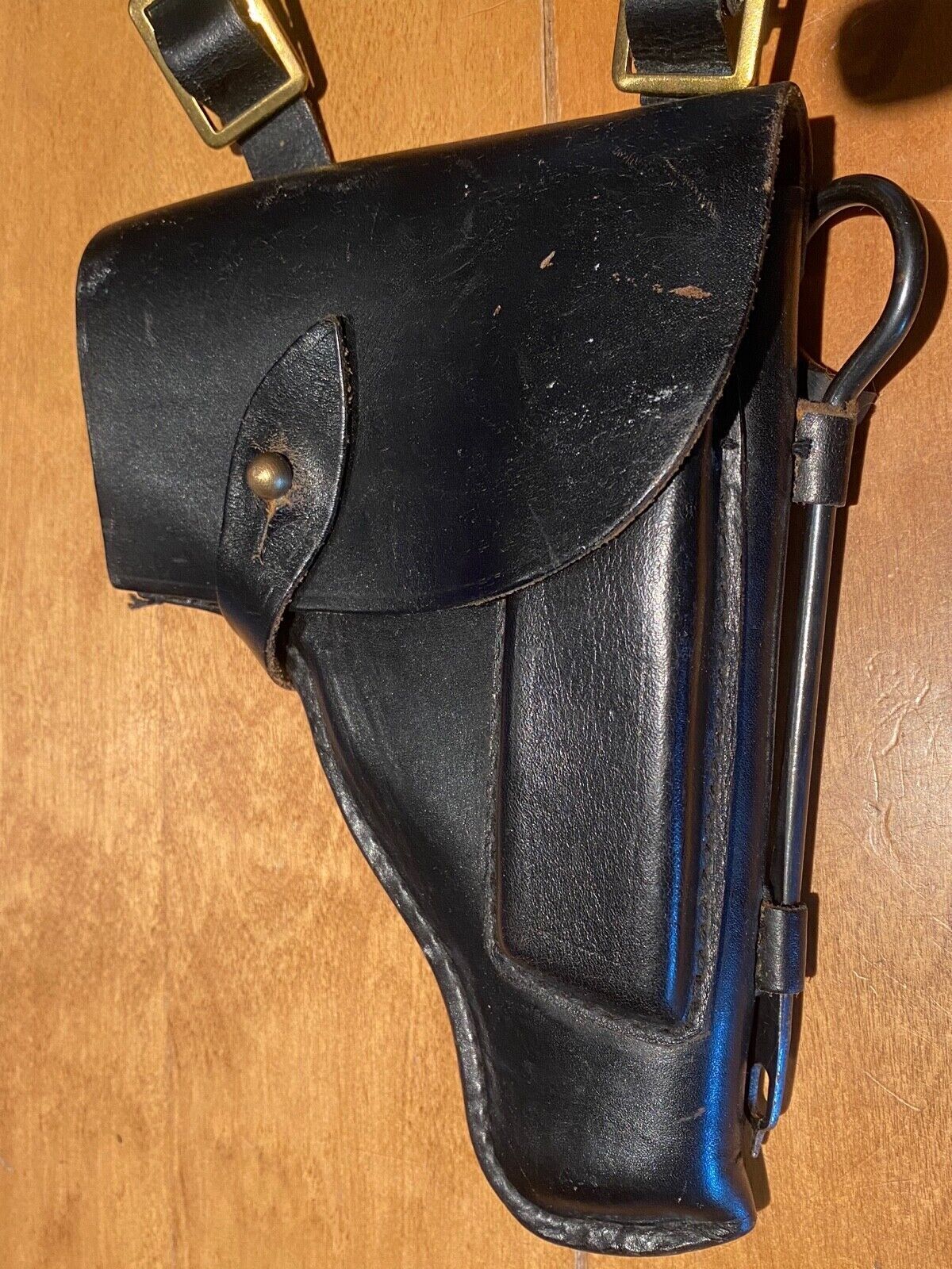 Soviet Russian Navy Officer Makarov PM Holster, + cleaning rod in black leather - The Militaria Shop
