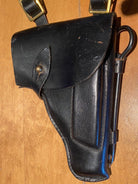 Soviet Russian Navy Officer Makarov PM Holster, + cleaning rod in black leather - The Militaria Shop