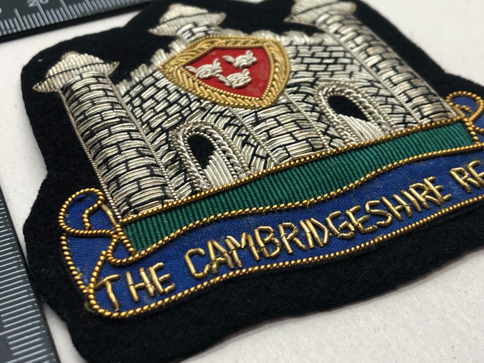 British Army Bullion Embroidered Blazer Badge - The Cambridgeshire Regiment - The Militaria Shop