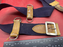 Load image into Gallery viewer, WW2 British Army Hussars Blue Canvas and Leather Belt with Fittings - The Militaria Shop
