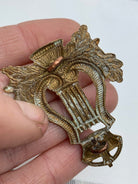 Original WW2 British Army Musicians Kings Crown Brass Cap Badge - The Militaria Shop