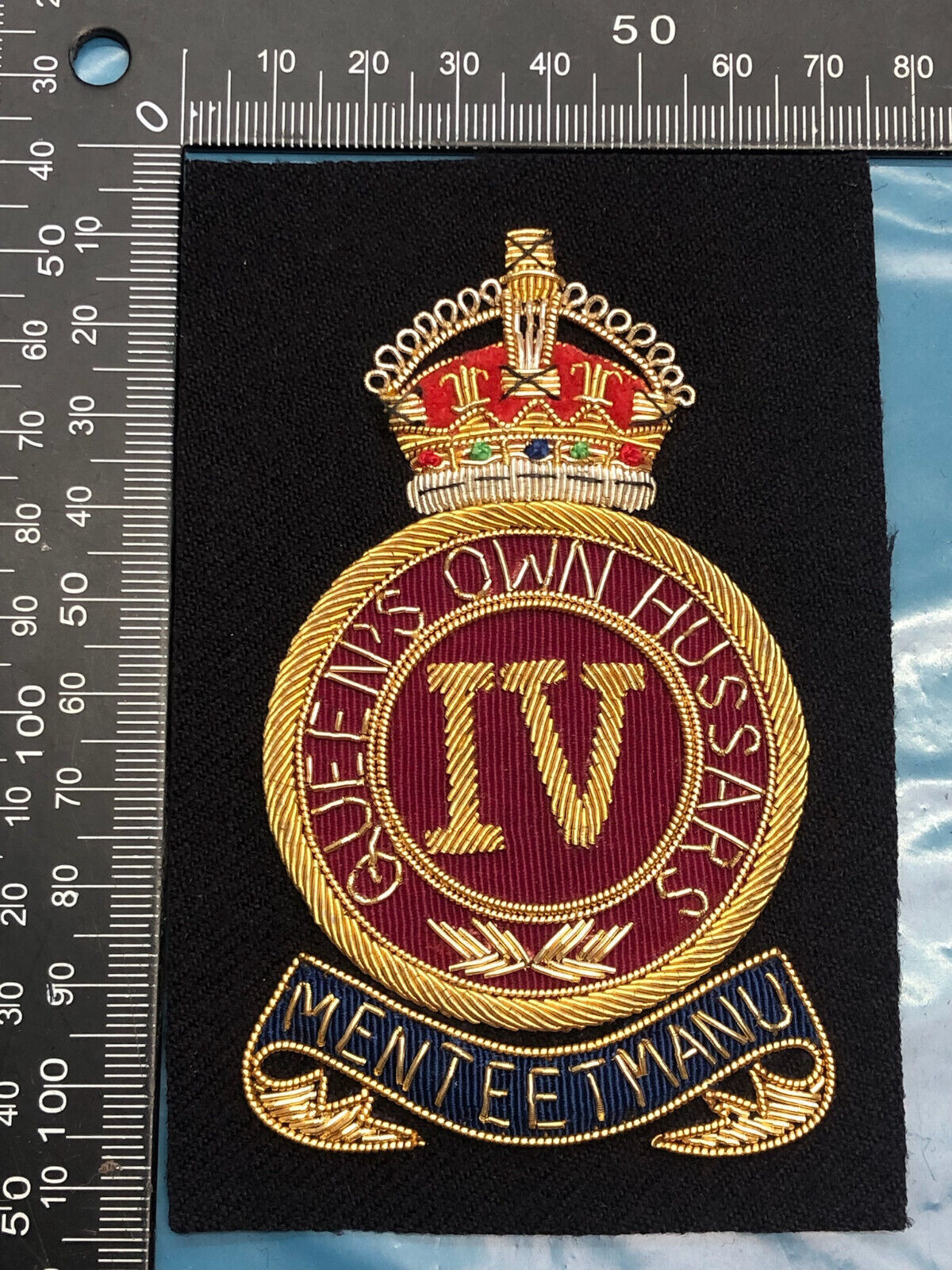 British Army Bullion Embroidered Blazer Badge - 4th Queen's Own Hussars - The Militaria Shop