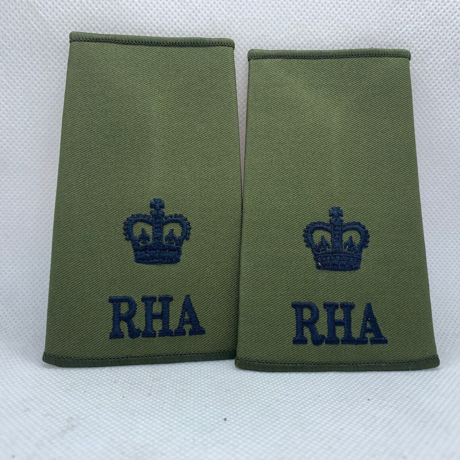 RHA Royal Horse OD Green Rank Slides / Epaulette Pair Genuine British Army - NEW - The Militaria Shop