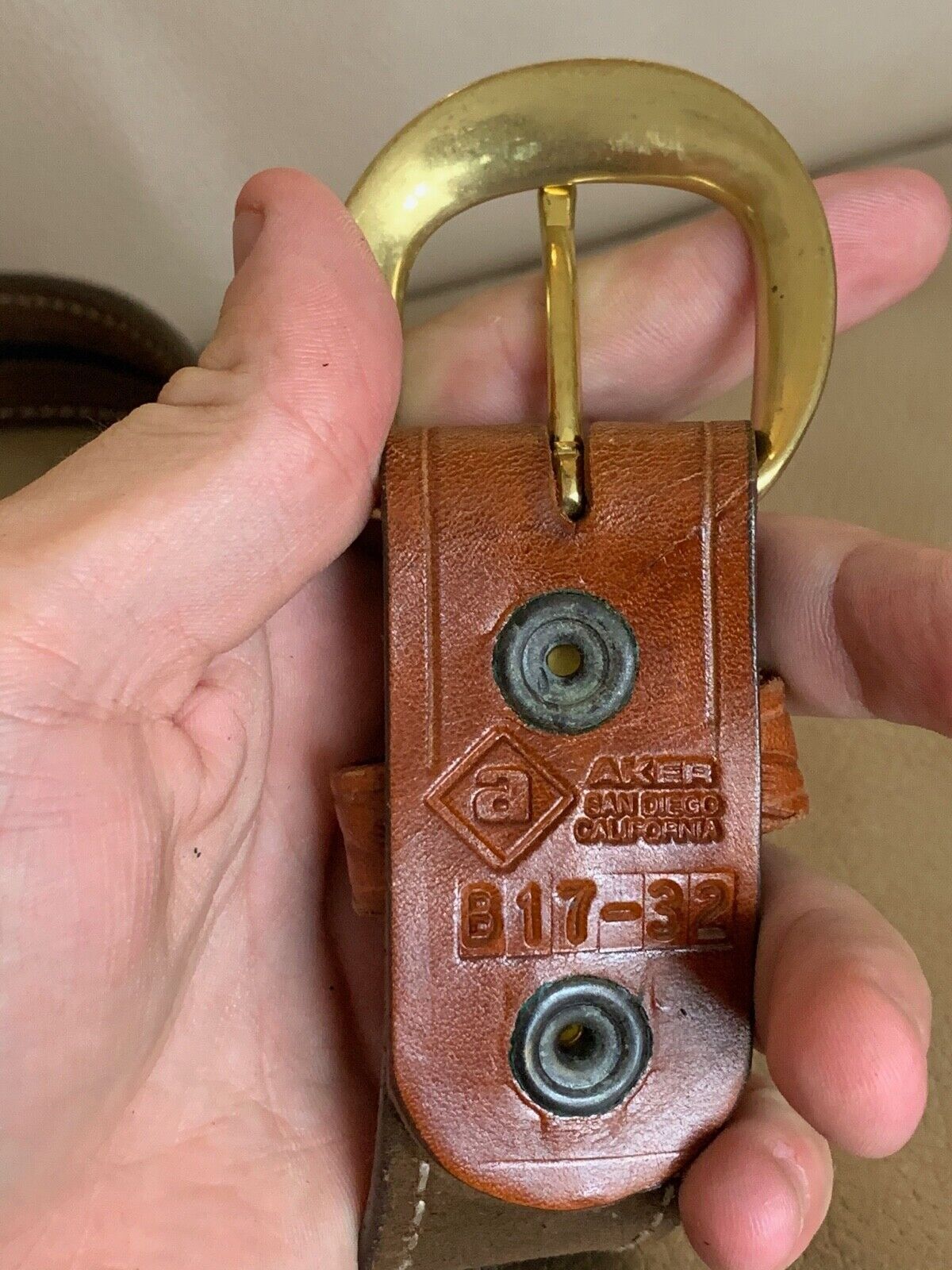 Aker Brown Leather Pistol Police Belt - Varied Sizes - Hidden Coin Compartment - The Militaria Shop