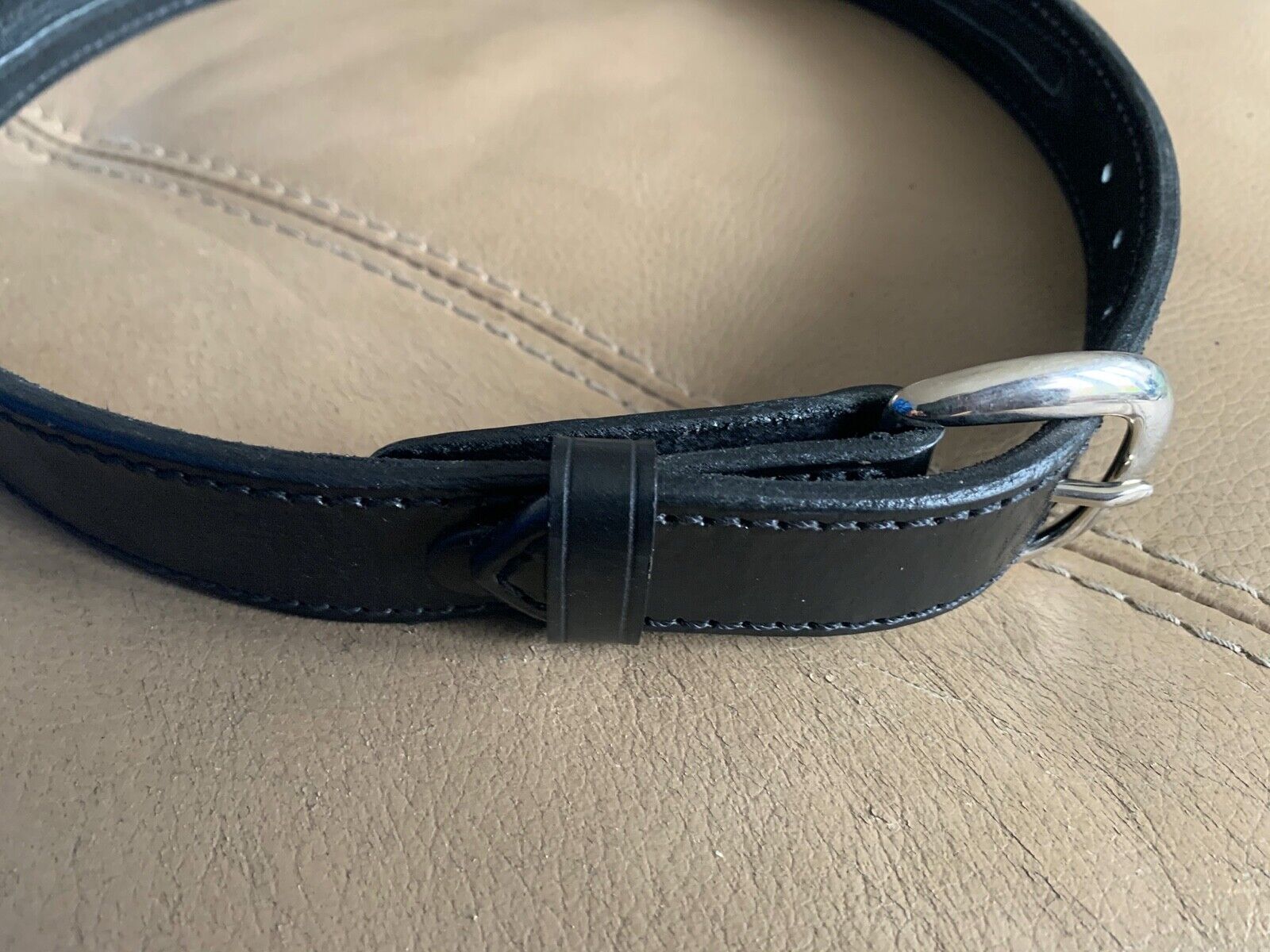 Aker Black Leather Pistol Police Belt - Varied Sizes - Hidden Coin Compartment - The Militaria Shop