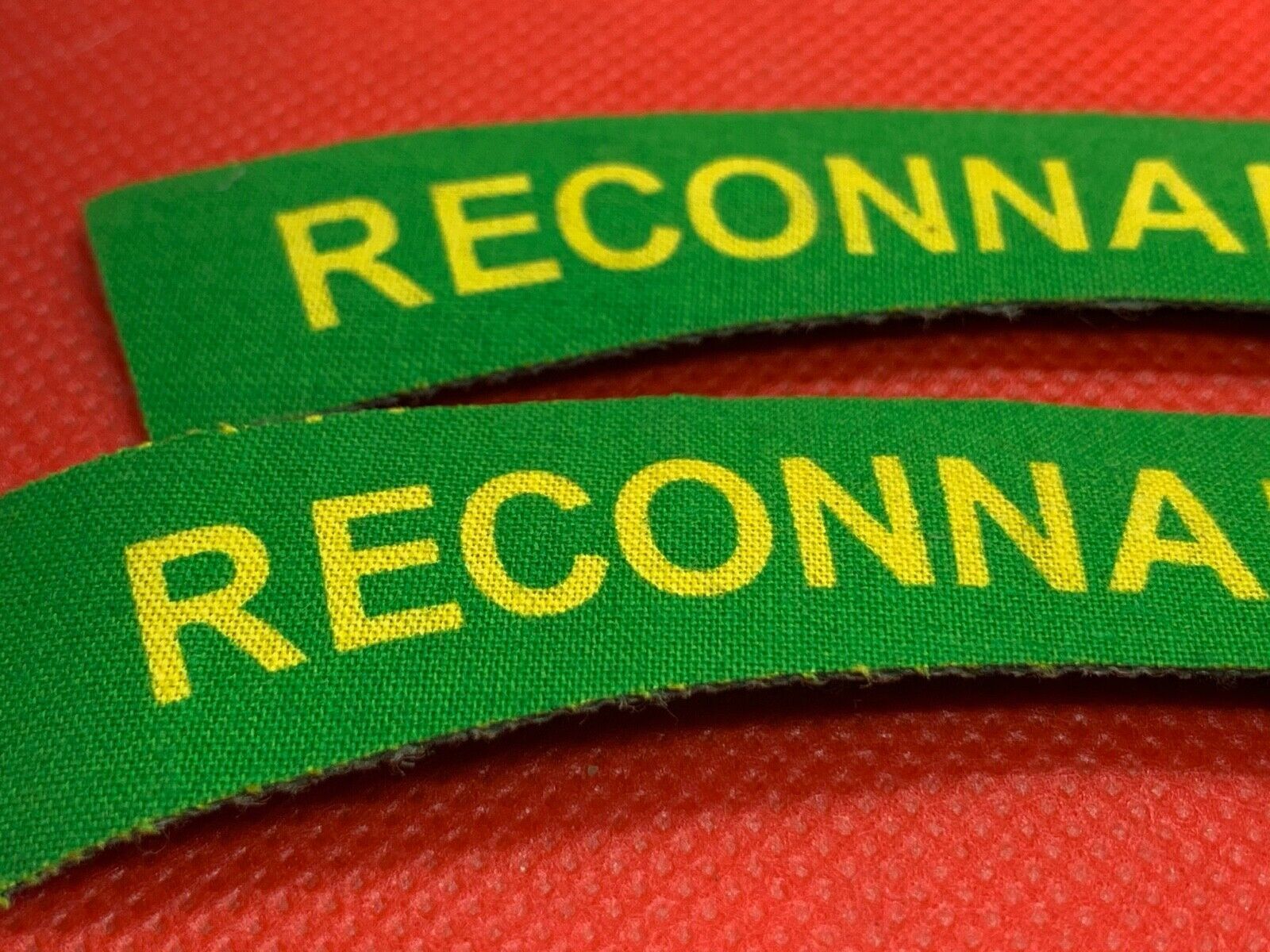 Pair of WW2 Style Printed Reconnaissance Regiment Shoulder Title - Reproduction - The Militaria Shop
