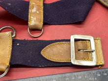 Load image into Gallery viewer, WW2 British Army Hussars Blue Canvas and Leather Belt with Fittings - The Militaria Shop

