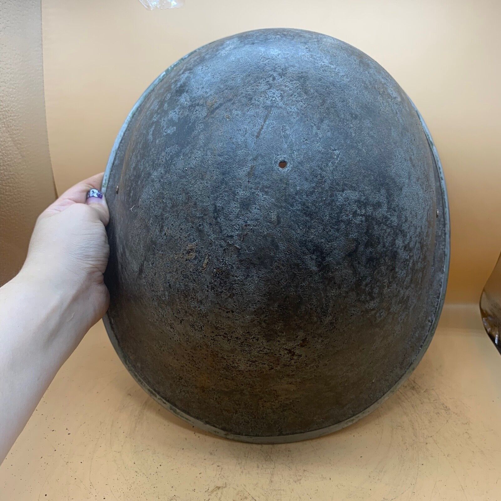 Original WW2 British / Canadian Army Mk3 High Rivet Turtle Army Combat Helmet - The Militaria Shop